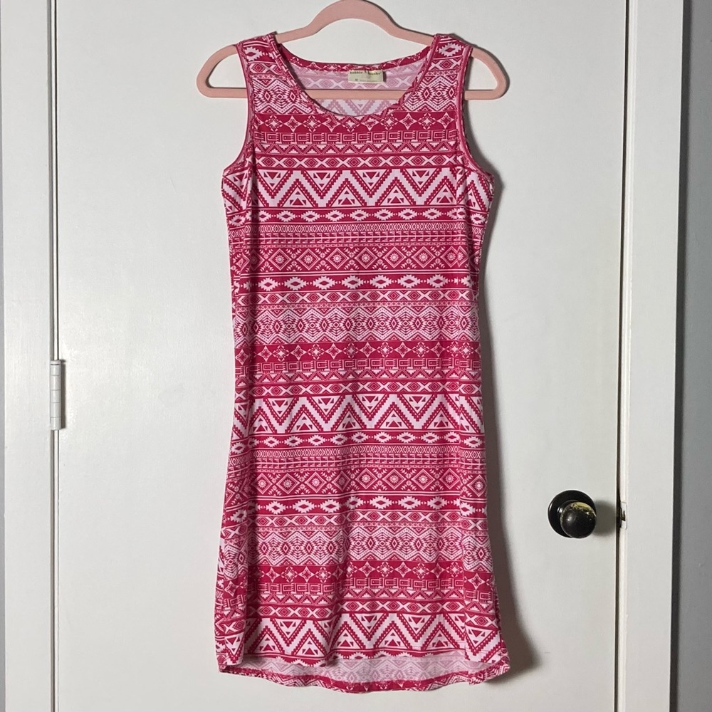 Bobbie & Brooks Geometric Pattern Mini Sleeveless Tank Dress Size Medium